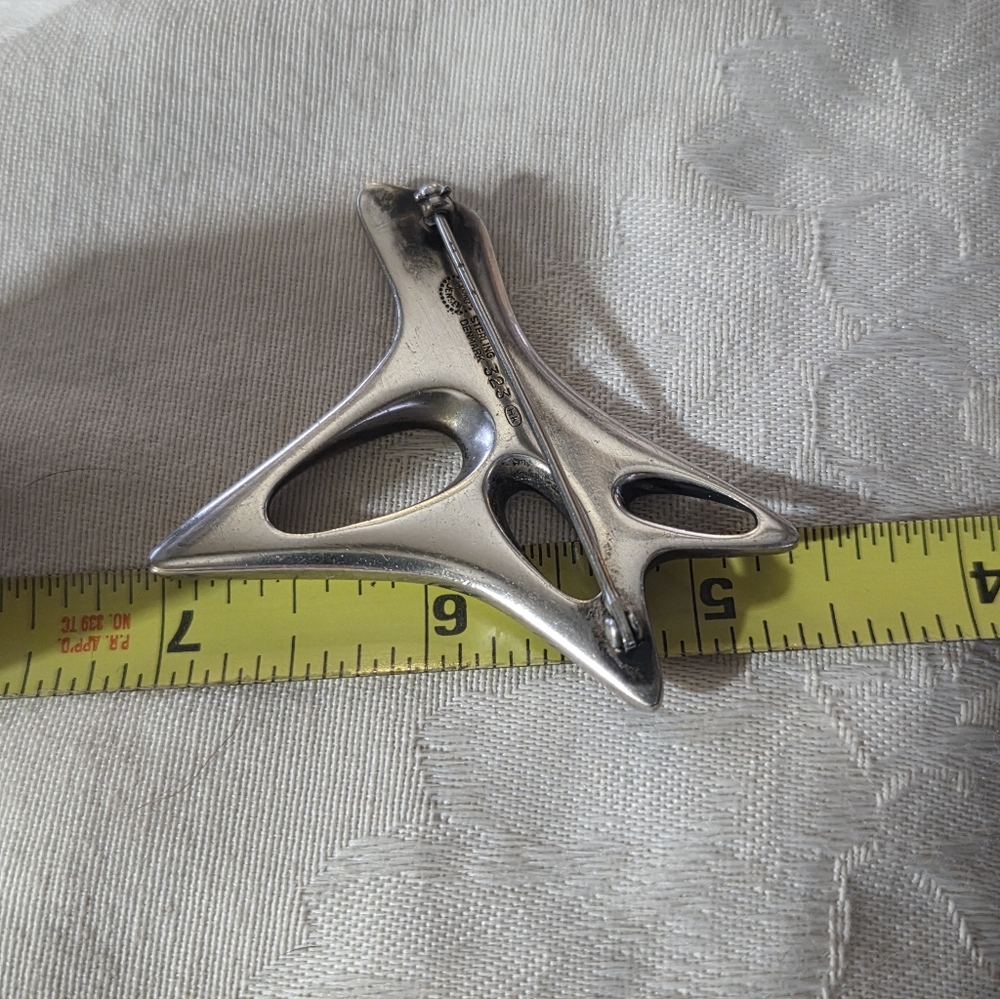 Vintage Georg Jensen Henning Koppel Sterling Silver and Black Enamel Brooch #323 - Picture 11 of 12